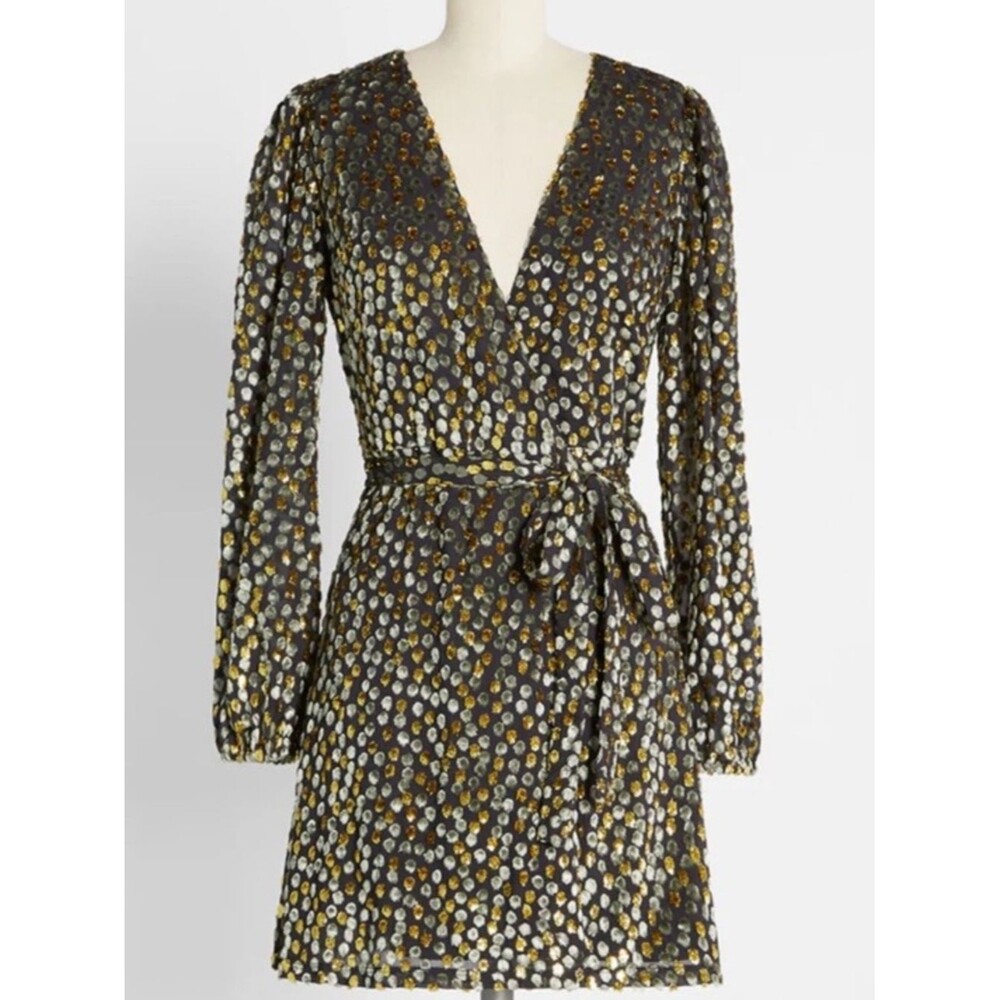 MODCLOTH  Before the Glitter Fades Metallic Wrap Dress